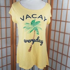 Yellow graphic palm tree t-shirt Vacay everyday